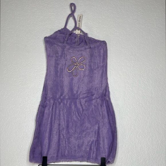 NWT For Love & Lemons Finley Mini Dress in Purple Fuzzy Medium Revolve - Picture 6 of 14